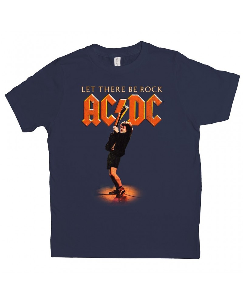 AC/DC Kids T-Shirt | Let There Be Rock Album Image Distressed Kids Shirt $7.80 Kids