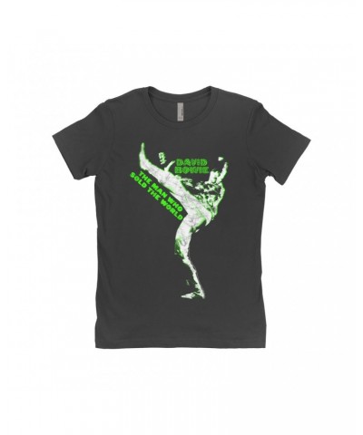 David Bowie Ladies' Boyfriend T-Shirt | Neon Green The Man Who Sold The World Shirt $11.73 Shirts