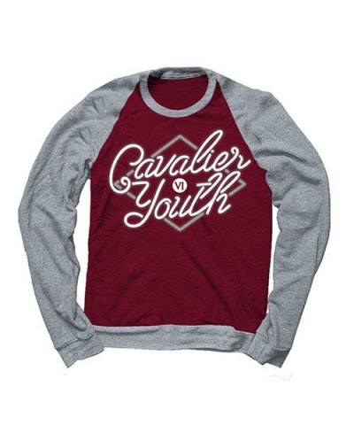 You Me At Six Cavalier Youth Raglan Maroon/Grey Crew Sweatshirt $17.48 Kids