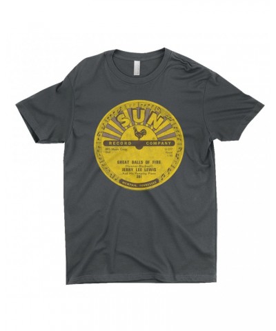 Jerry Lee Lewis T-Shirt | Great Balls Of Fire Record Label Distressed Shirt $8.73 Shirts