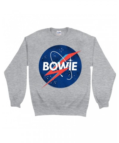 David Bowie Sweatshirt | Bowie NASA Inspired Logo Sweatshirt $16.43 Sweatshirts