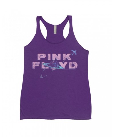 Pink Floyd Ladies' Tank Top | Pastel Orbit Logo Distressed Shirt $10.71 Shirts