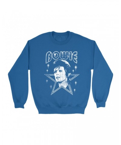 David Bowie Sweatshirt | White Vintage Retro Star Image Distressed Sweatshirt $12.58 Sweatshirts