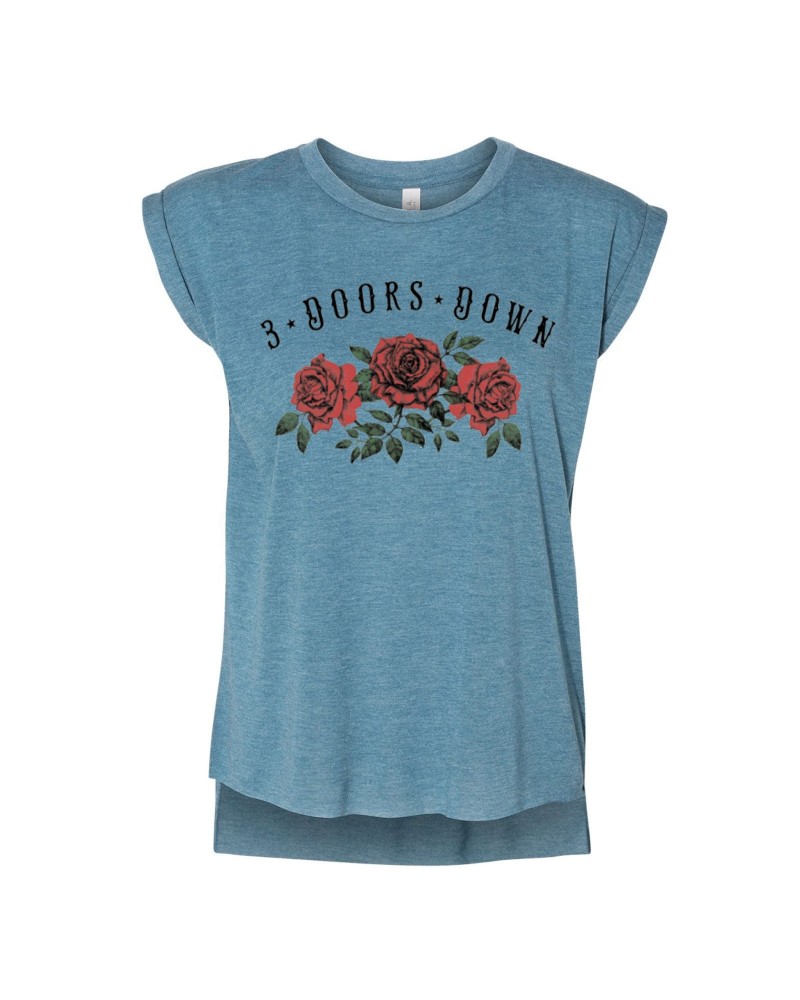 3 Doors Down Women’s Roses Cuff Tee $9.90 Shirts