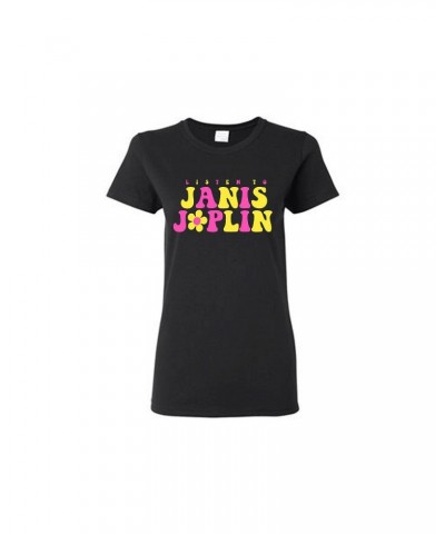 Janis Joplin Listen To Janis Joplin Daisy Ladies T-Shirt $12.90 Shirts