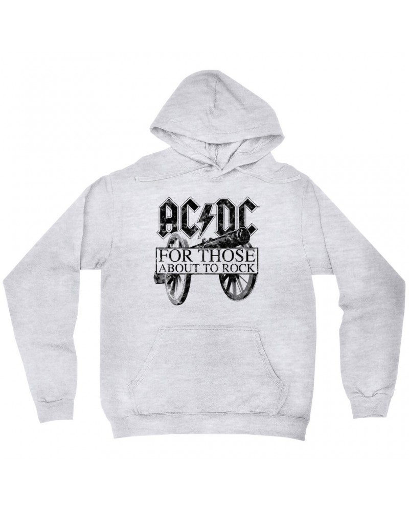 AC/DC Hoodie | For Those About To Rock Black Cannon Image Distressed Hoodie $15.18 Sweatshirts
